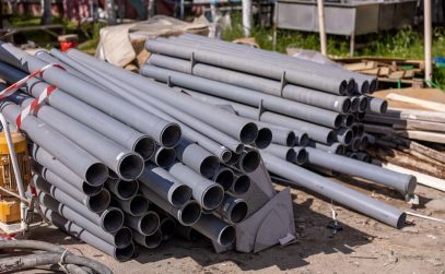 New PVC drain pipes ready for installation